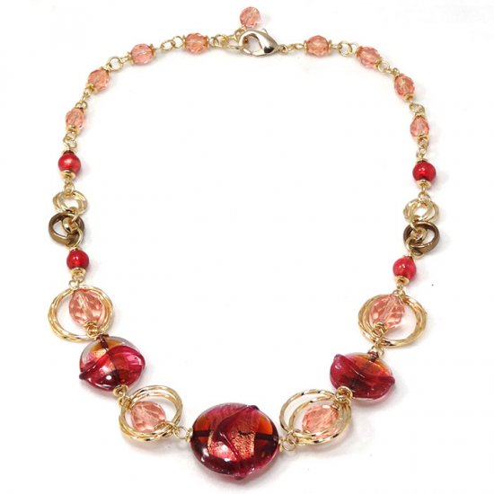 Murano Glass  Necklace Coral